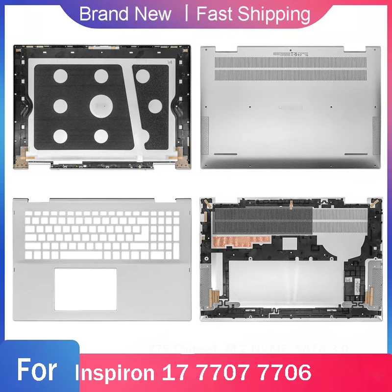 

Новая Нижняя основа для ноутбука Dell Inspiron 17 7707 7706, задняя крышка ЖК-дисплея, Упор для рук, верхняя задняя крышка, серебристая Оболочка A C D
