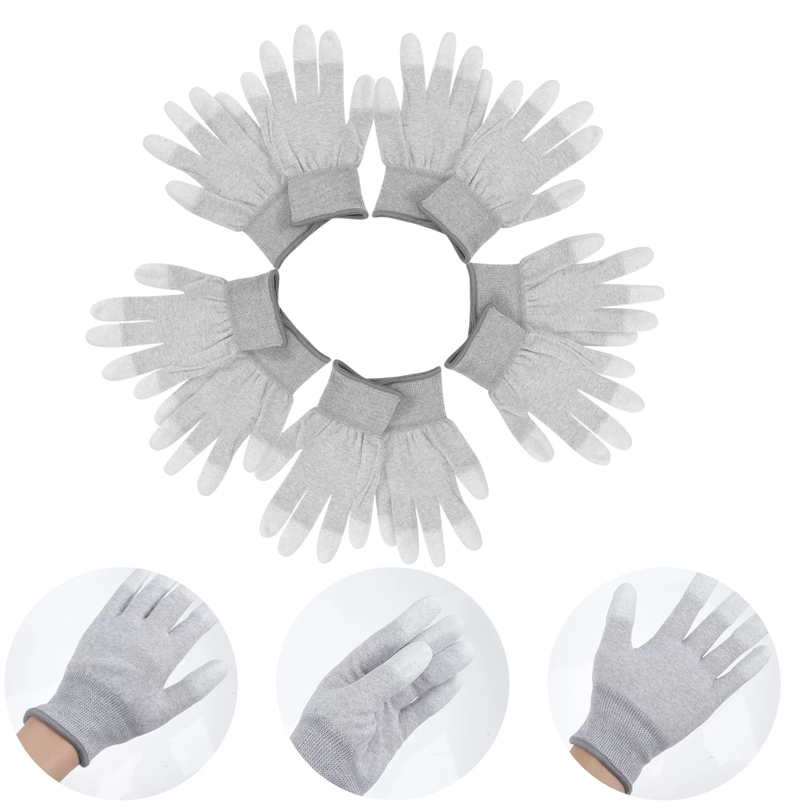 

5 Pairs Anti-static Gloves Work Non-slip Clean Coated Protection Carbon Fiber for Workers Working Protective Industry