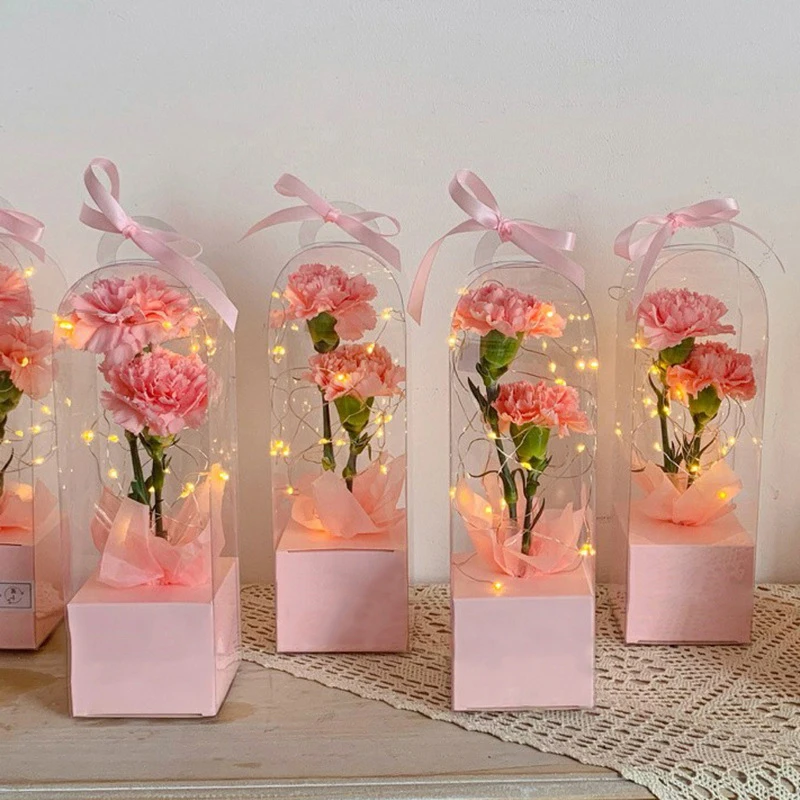 

1 шт. ручная прозрачная коробка с цветами розы, пластиковая пустая упаковочная коробка «сделай сам», Подарочная коробка для свадьбы, Дня Святого Валентина