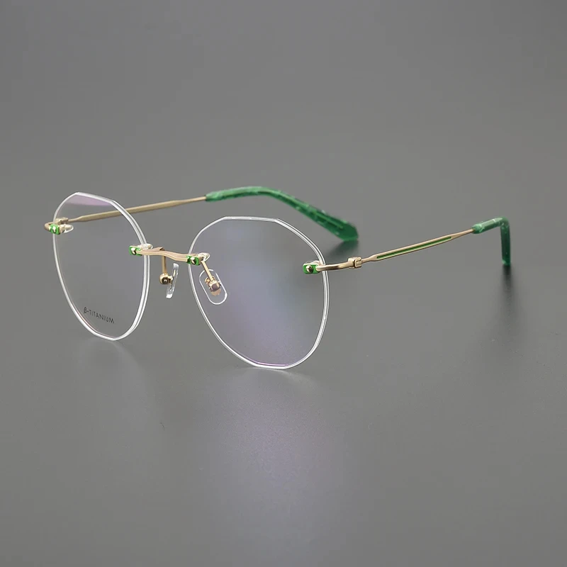 

Rimless Round Glasses Frame Ultra-light Titanium Literary Pure Wind Male and Female Myopia Anti-blue Discoloration Flat Light