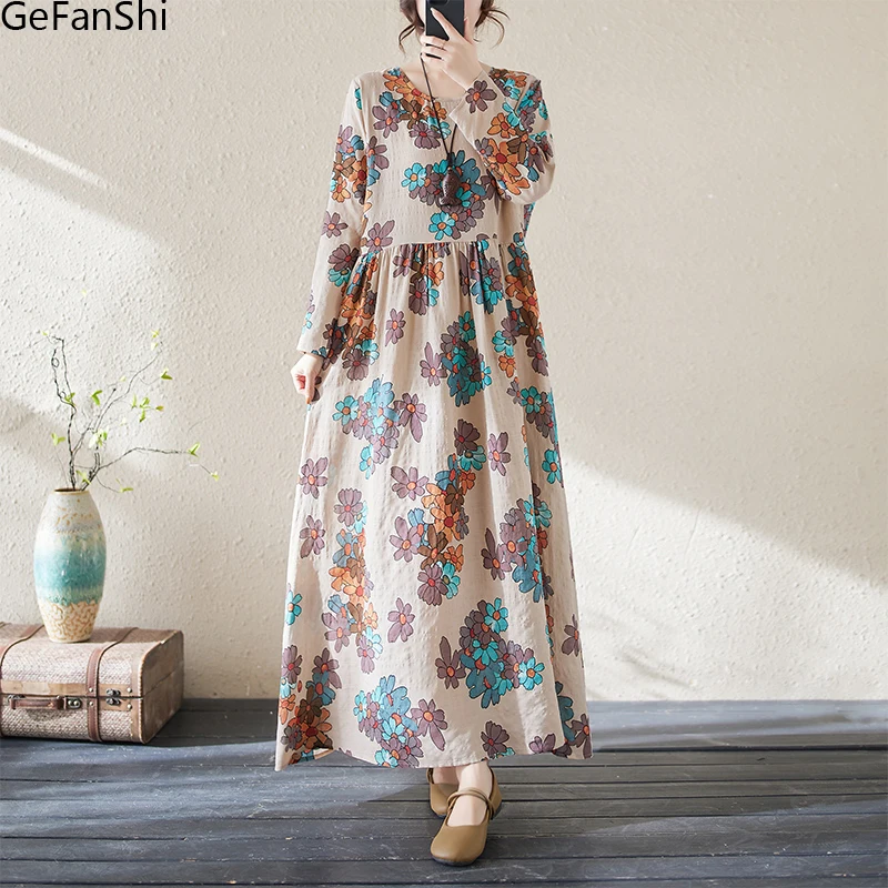 2024 Bohemian Spring Summer Long Sleeve Print Beach Dresses Women Korean Fashion Loose Casual Long Dress Robe Elegant Clothing
2024 Bohemian Spring Summer Long Sleeve Print Beach Dresses Women Korean Fashion Loose Casual Long Dress Robe Elegant Clothing