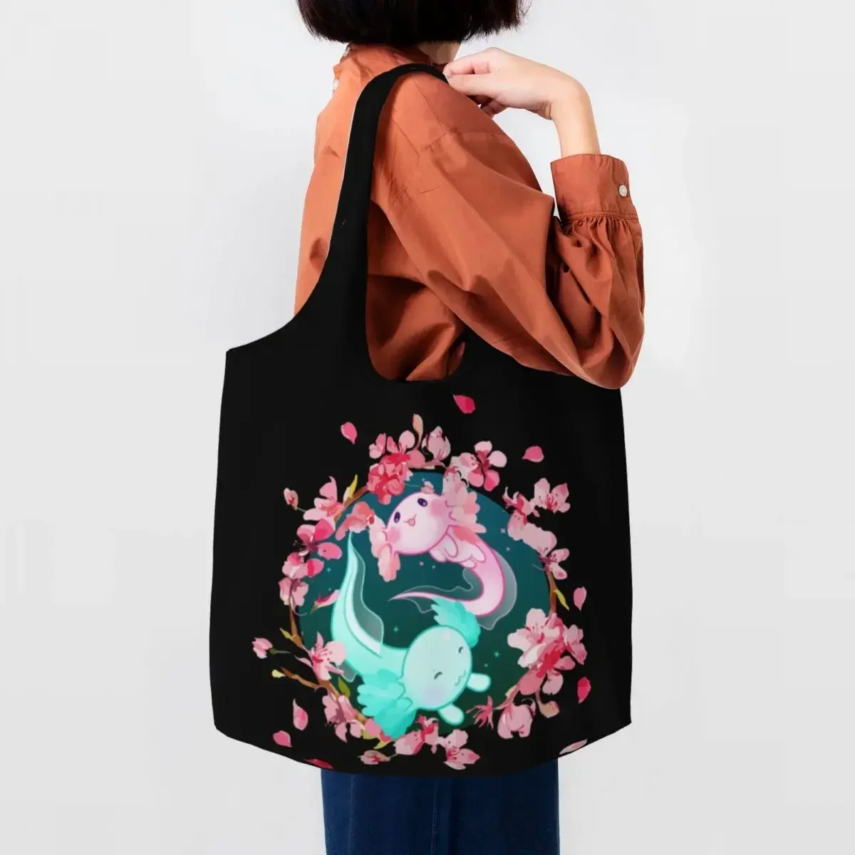 Холщовая Сумка для покупок Axolotl Yin Yang с цветами вишни, Женская многоразовая вместительная продуктовая Сумка-тоут с саламандой и животными
Холщовая Сумка для покупок Axolotl Yin Yang с цветами вишни, Женская многоразовая вместительная продуктовая Сумка-тоут с саламандой и животными