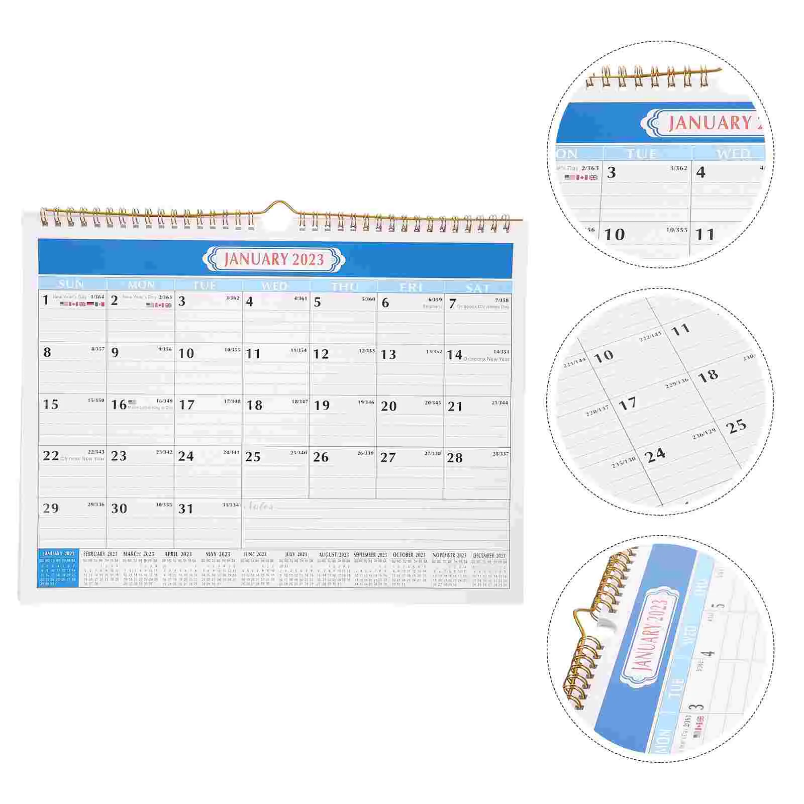 

2023 English Wall Calendar Monthly Desk Calendars Desktop Plan Iron Spiral Office