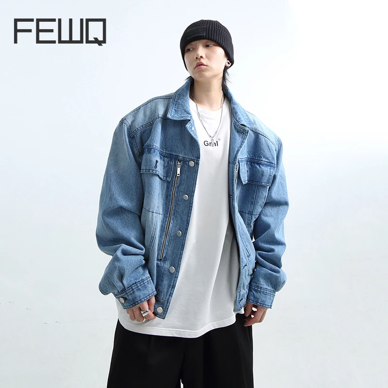 FEWQ Wash Blue Wide Shoulder Pad Silhouette Men Denim Jacket 2023 Turn-down Collar 2023 High Street New Fashion 24X1387
FEWQ Wash Blue Wide Shoulder Pad Silhouette Men Denim Jacket 2023 Turn-down Collar 2023 High Street New Fashion 24X1387