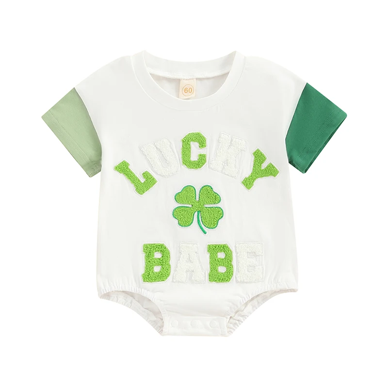 Baby Boy Girl Romper Round Neck Short Sleeve Letter Clover Embroidery Newborn St Patricks Day Outfits
Baby Boy Girl Romper Round Neck Short Sleeve Letter Clover Embroidery Newborn St Patricks Day Outfits