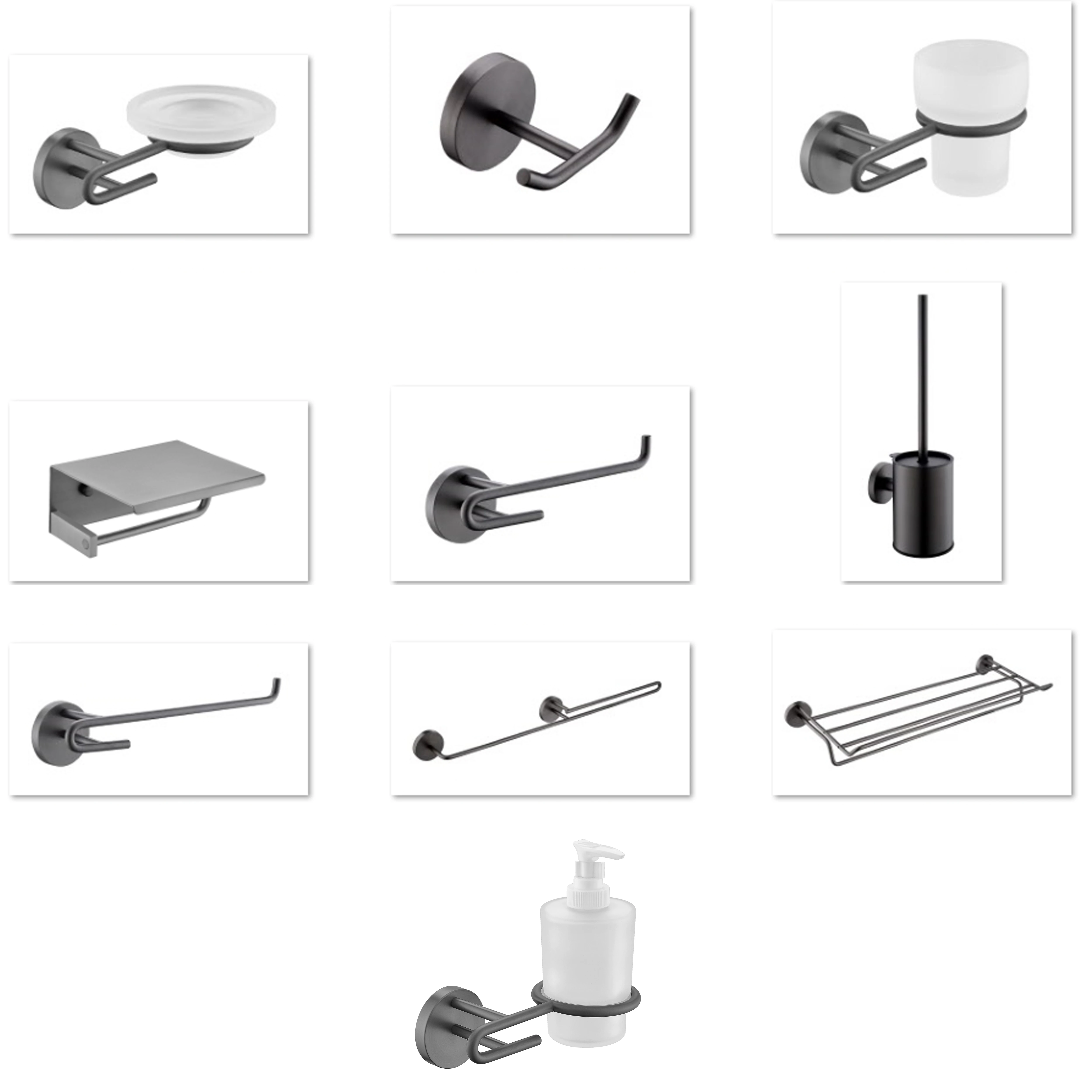 Grey Bath Accessories Brass Double Towel Bar WC Toilet Brush Holder Paper Roll Rack Robe Hook Bathroom Hardware
Grey Bath Accessories Brass Double Towel Bar WC Toilet Brush Holder Paper Roll Rack Robe Hook Bathroom Hardware