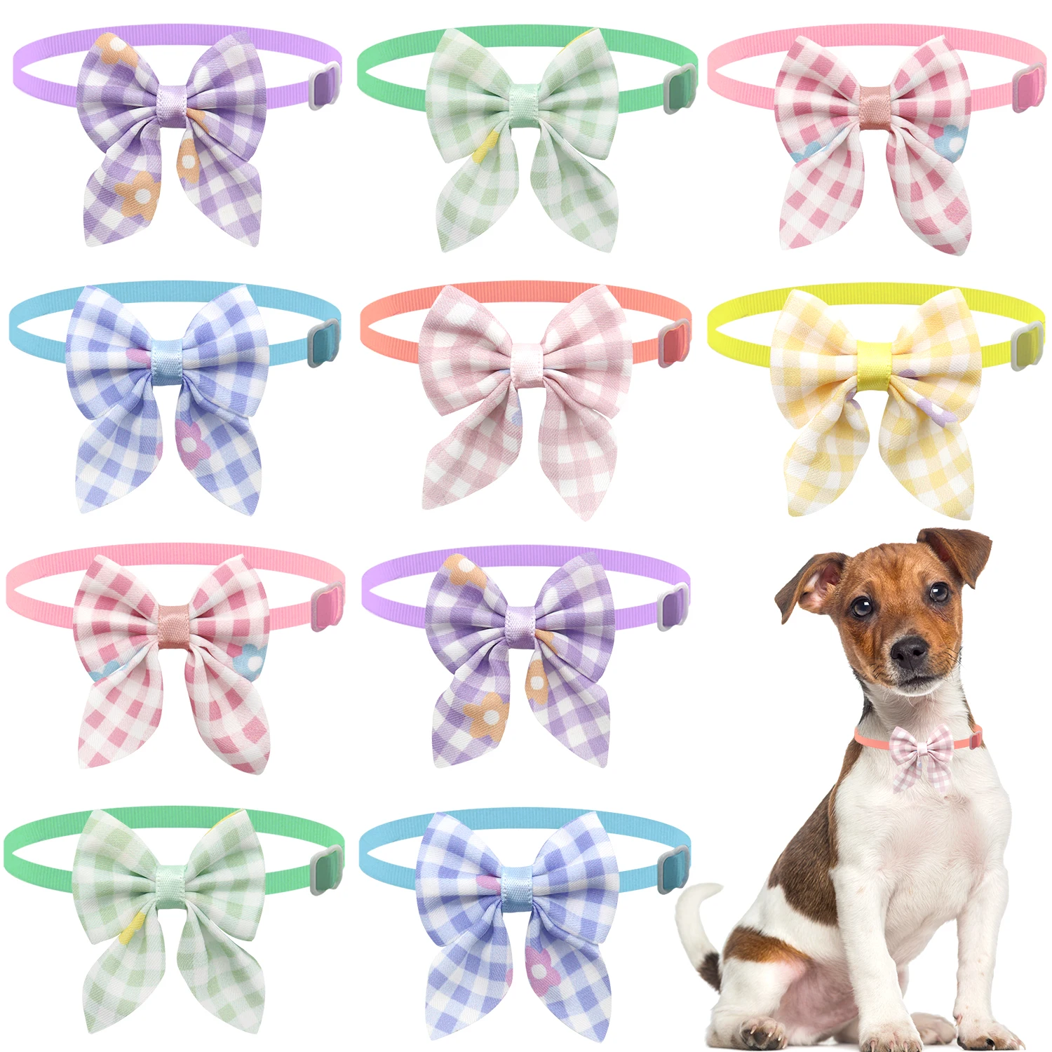 

50/100Pcs Cat Accessories Dogs Grooming Bows Pets Bows With Grid Puppy Medium Dogs Bow Ties Dog Bowties Bowknot Daily Decoration