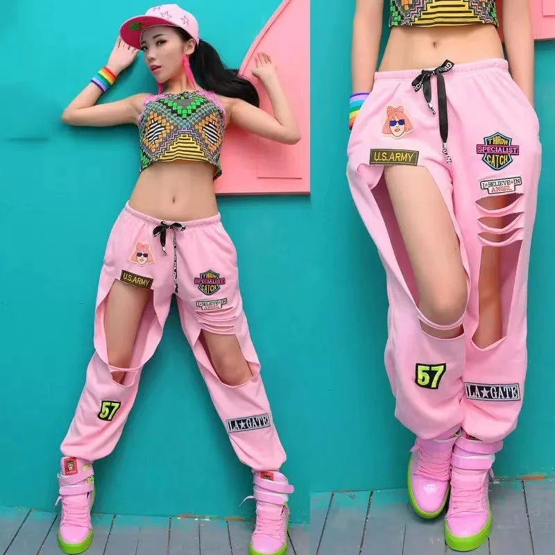 Fashion Cute Hole Pants Girls Hip Hop Clothing Women Stage Rave Outfit Trousers Street Dancewear Jazz Dance Costumes
Fashion Cute Hole Pants Girls Hip Hop Clothing Women Stage Rave Outfit Trousers Street Dancewear Jazz Dance Costumes