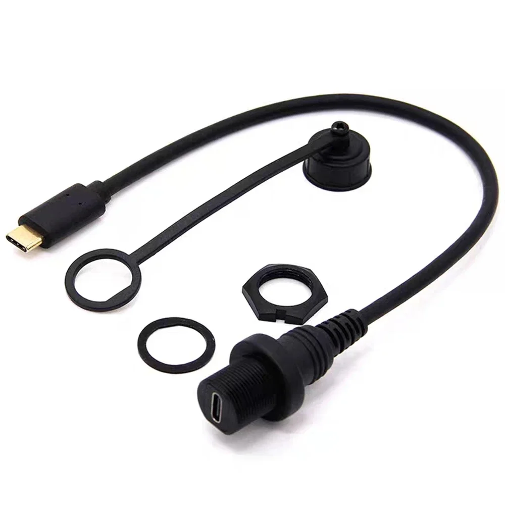 

Waterproof line car yacht motorcycle dashboard Type-C extended data cable charging adapter cable male to female bend 0.3m