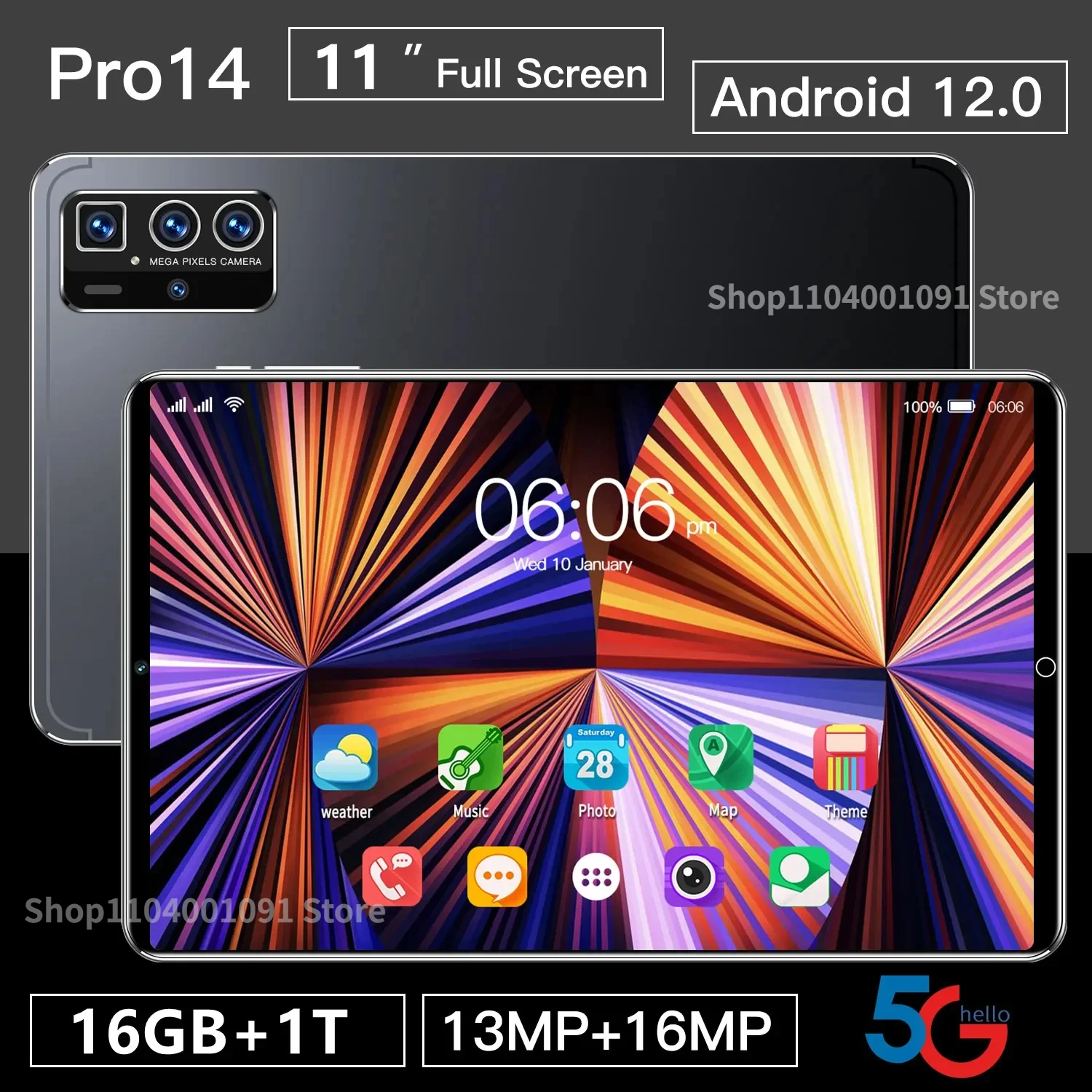 NEW Global Version 10.1 Inch Tablet Android12 16GB 1TB 12000mAh Dual SIM 10 Core WPS GPS Bluetooth 5G Network Tablet PC Ipad
NEW Global Version 10.1 Inch Tablet Android12 16GB 1TB 12000mAh Dual SIM 10 Core WPS GPS Bluetooth 5G Network Tablet PC Ipad