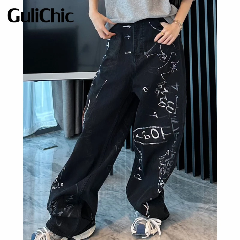 9.9 GuliChic Men Vintage Graffiti Letter Washed Distressed Loose Black Wide Leg Jeans Women Unisex
9.9 GuliChic Men Vintage Graffiti Letter Washed Distressed Loose Black Wide Leg Jeans Women Unisex