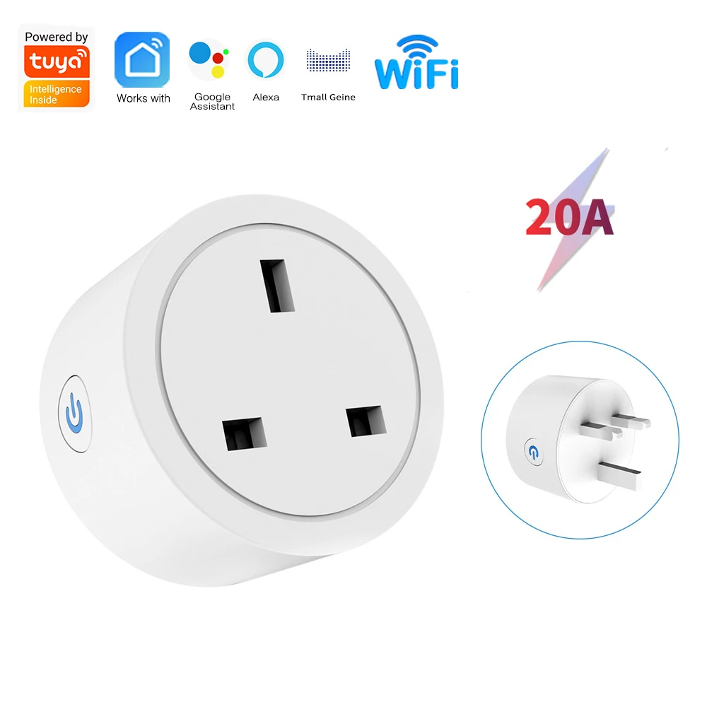 UK 20A Wifi Plug Smart Socket Tuya Wireless Remote App Timer Voice Control Power Monitor Works for Alexa Google Home
UK 20A Wifi Plug Smart Socket Tuya Wireless Remote App Timer Voice Control Power Monitor Works for Alexa Google Home