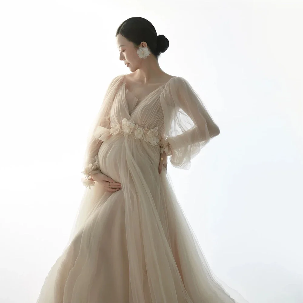 

Сетчатые платья для беременных для фотосъемки тюлевые макси платья с длинным рукавом и цветочным рисунком фотография беременной женщины беременности