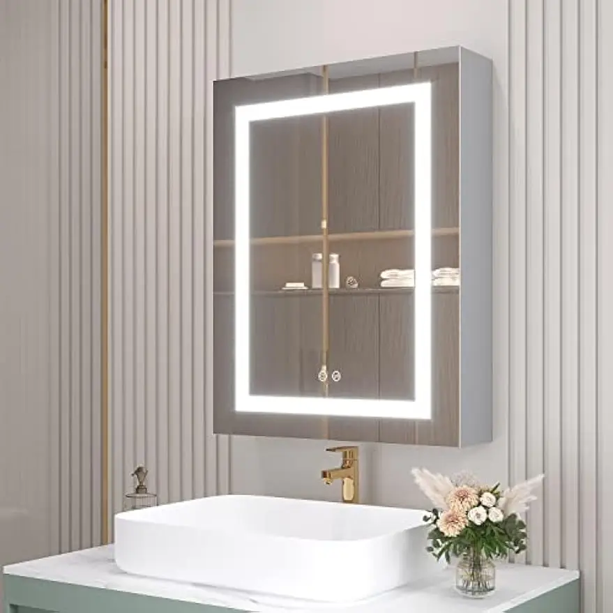 26x20 inch Bathroom Medicine Cabinet with LED Mirror, Anti-Fog, Waterproof 6000K Single Door Lighted Bathroom Cabinet
26x20 inch Bathroom Medicine Cabinet with LED Mirror, Anti-Fog, Waterproof 6000K Single Door Lighted Bathroom Cabinet