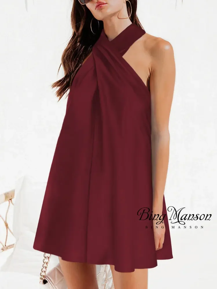 2023 Summer New Elegant High Waist Hanging Neck Solid Short Dress Women's Sexy Temperament Holiday Dress Backless Fashion
2023 Summer New Elegant High Waist Hanging Neck Solid Short Dress Women's Sexy Temperament Holiday Dress Backless Fashion