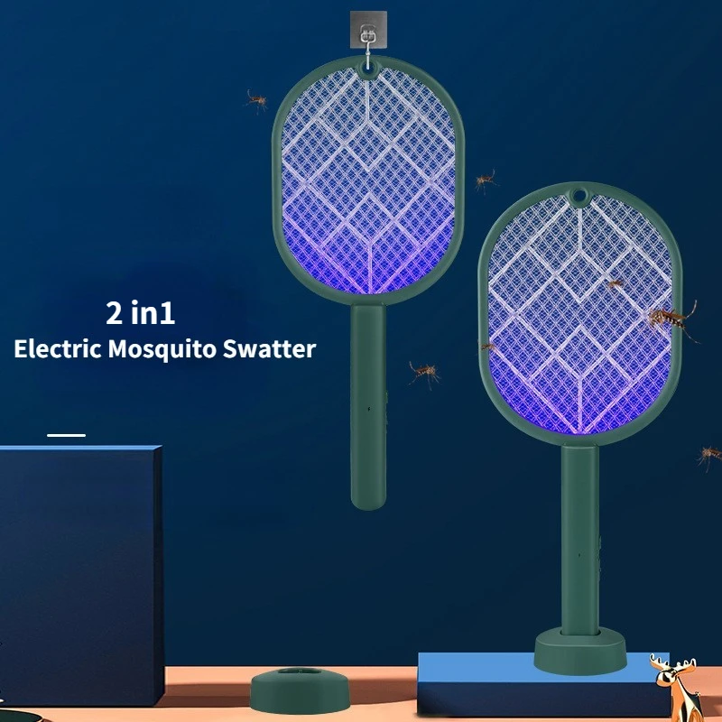 

New 2 in1 Electric Insect Racket Swatter Zapper USB Rechargeable Summer Mosquito Swatter Kill Fly Bug Zapper Killer Trap