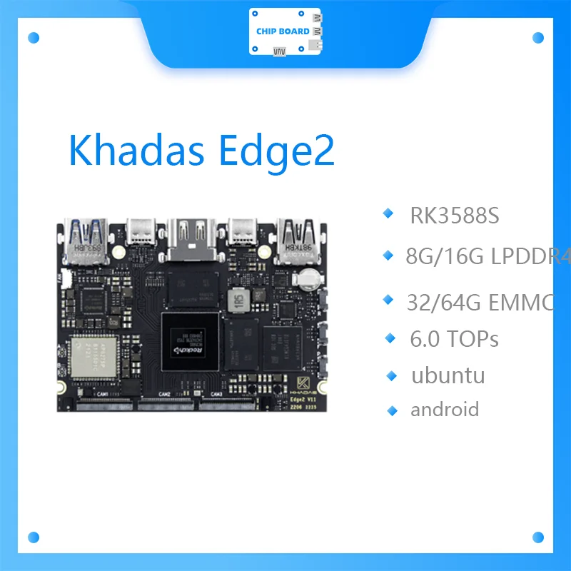 Khadas Edge2 RK3588S Single Board Computer with 8-core 64-bit CPU, ARM Mali-G610 MP4 GPU, 6 TOPS AI NPU, Wi-Fi 6, B
Khadas Edge2 RK3588S Single Board Computer with 8-core 64-bit CPU, ARM Mali-G610 MP4 GPU, 6 TOPS AI NPU, Wi-Fi 6, B