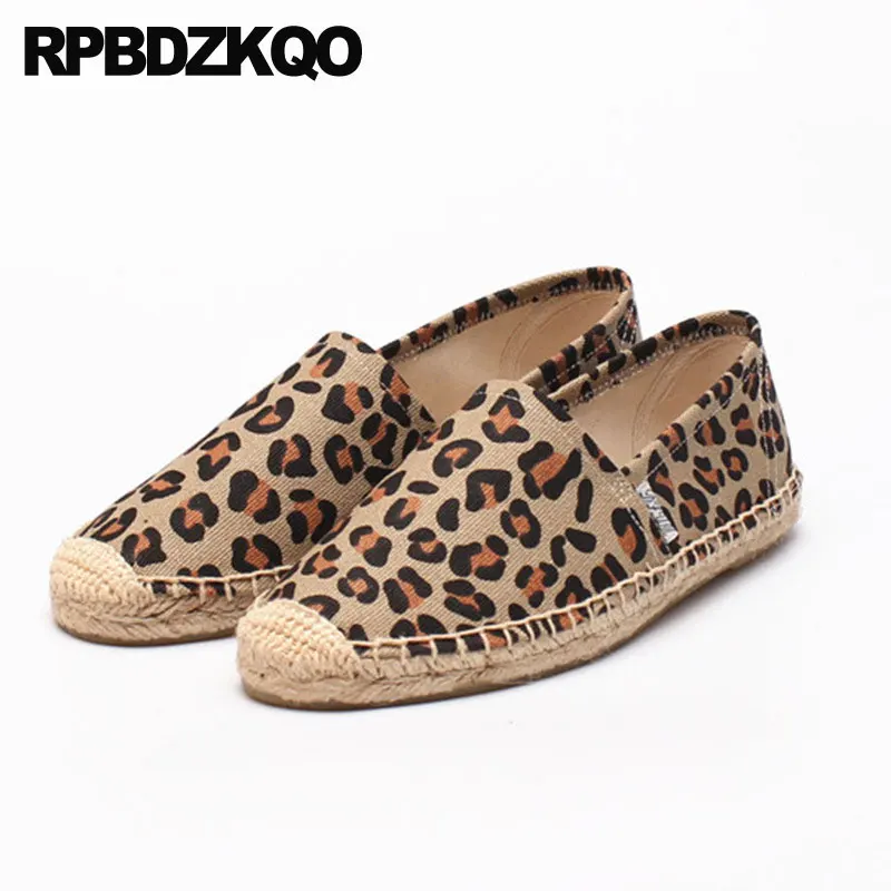 

Large Size Retro Canvas Shoes Old Peking Cloth Flats Hemp Espadrilles Striped Denim Zebra Leopard Print Jeans Round Toe Women