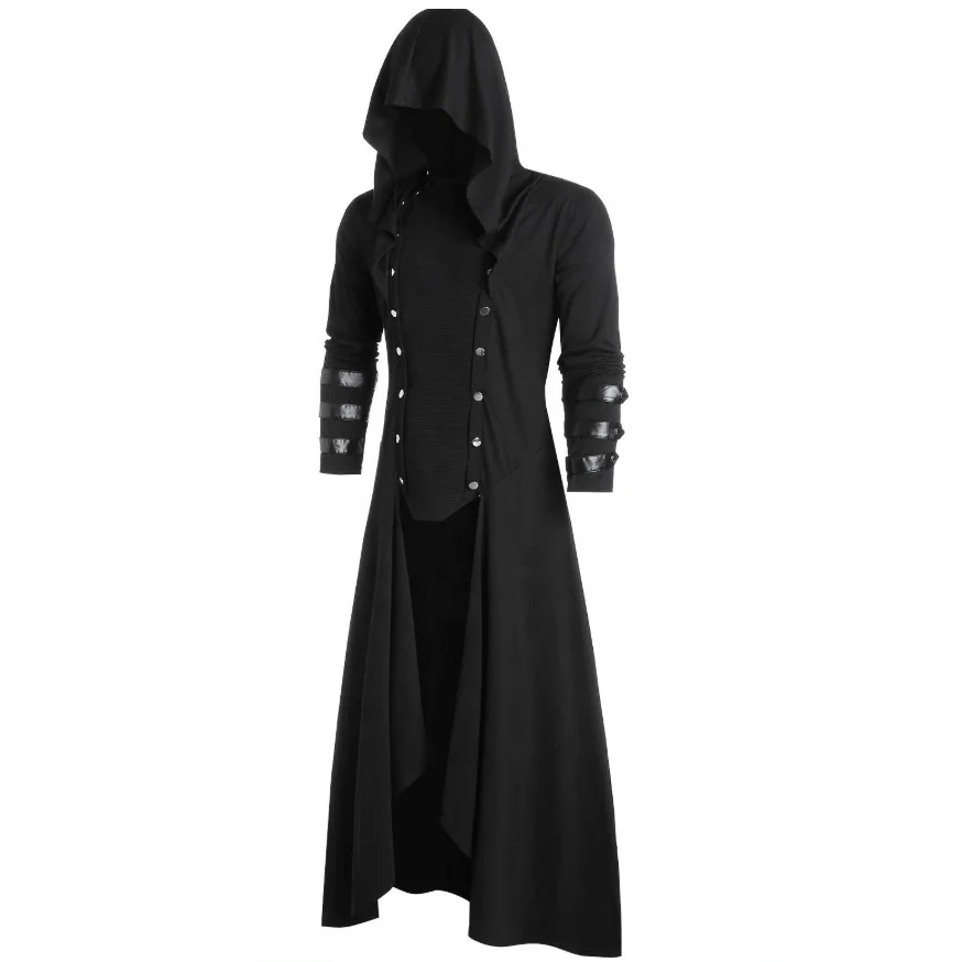 

Men's Retro Steam Punk Gothic Windbreaker Coat Cape Fashion Street Cloak Jacket Parkour Clothes Fashion Plain Hat Cardigan Coat