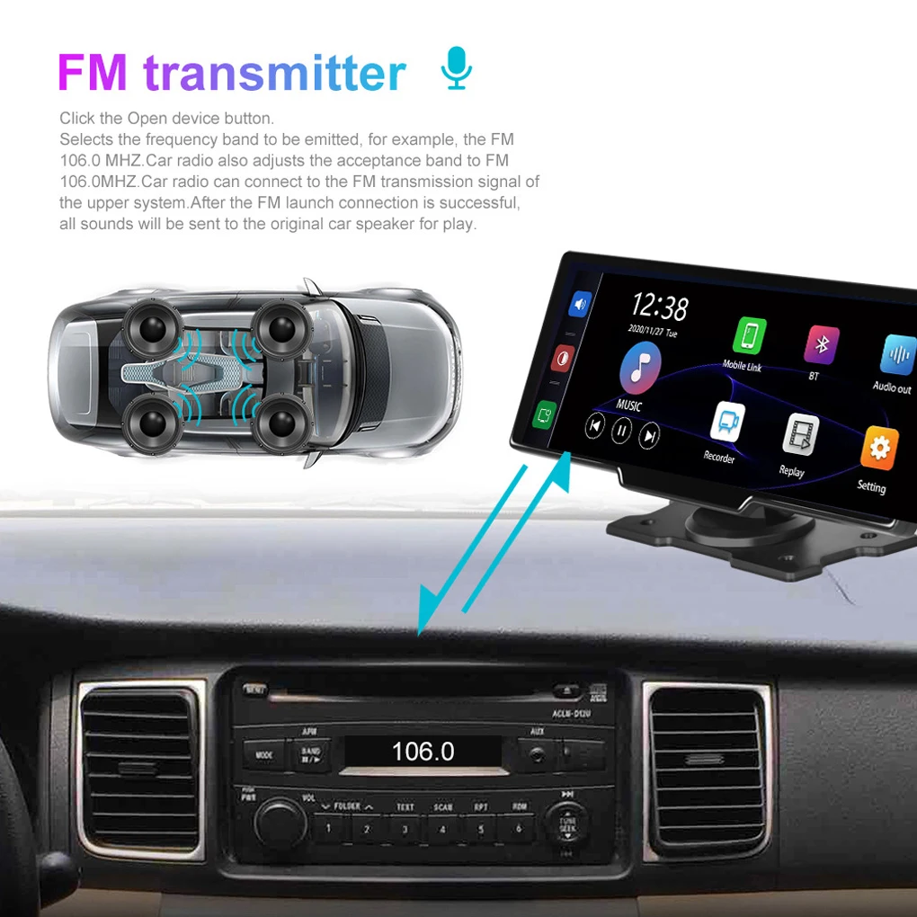 

ABS Portable 10.26Inch HD IPS Touchscreen Car Stereo Radio Android Auto Wireless Car-play Wireless 64GB