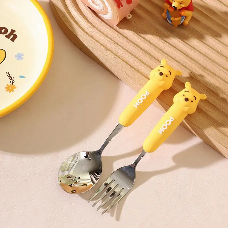 

Disney Lotso Fork Spoon Two Piece Set Pooh Bear Anime 304 Stainless Steel Fork Spoon Children Cute Tableware Kitchen Supplies