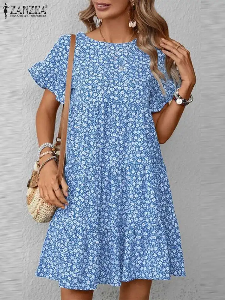 Women Summer Floral Dress ZANZEA Elegant O Neck Party Sundress Short Sleeve Casual Beach Holiday Vestidos Fashion Loose Dresses
Women Summer Floral Dress ZANZEA Elegant O Neck Party Sundress Short Sleeve Casual Beach Holiday Vestidos Fashion Loose Dresses