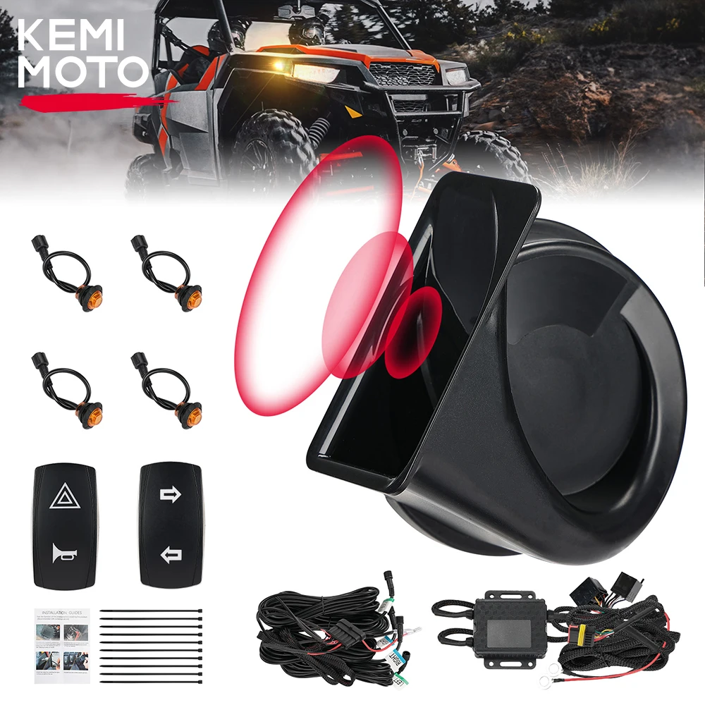 

KEMIMOTO Universal UTV ATV Turn Signal Kit With Rocker Switch & 105D Horn Compatible With Polaris RZR For Can-Am Maverick