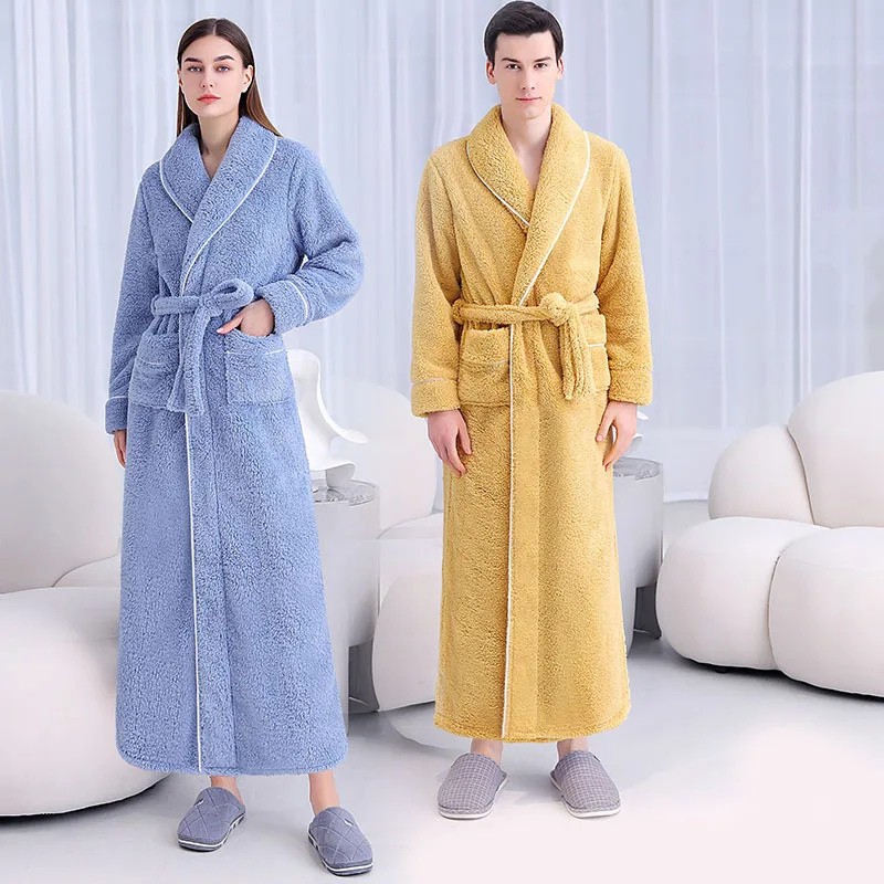 Women's Sexy Bathrobe Coral Velvet Plush Nightgown Men's Large Size Flannel Home Clothing Autumn Thickened Extended Robe
Women's Sexy Bathrobe Coral Velvet Plush Nightgown Men's Large Size Flannel Home Clothing Autumn Thickened Extended Robe