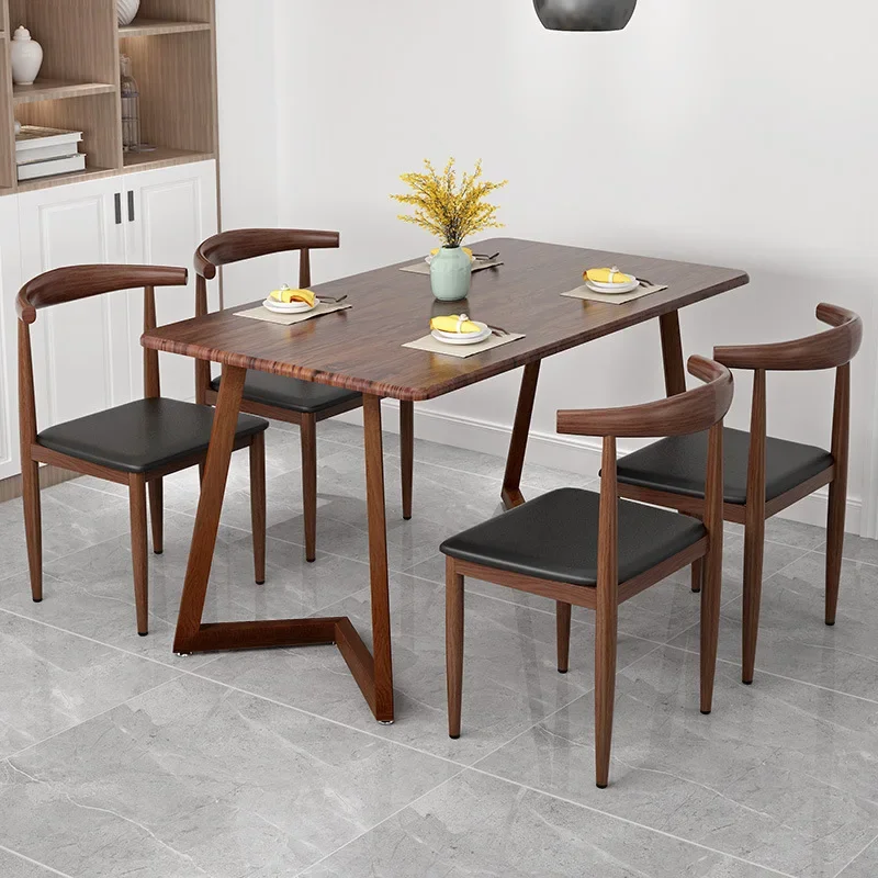 

Набор столовых столов и стульев, современный простой стол из массива дерева в скандинавском стиле, домашняя столовая, обеденный стол