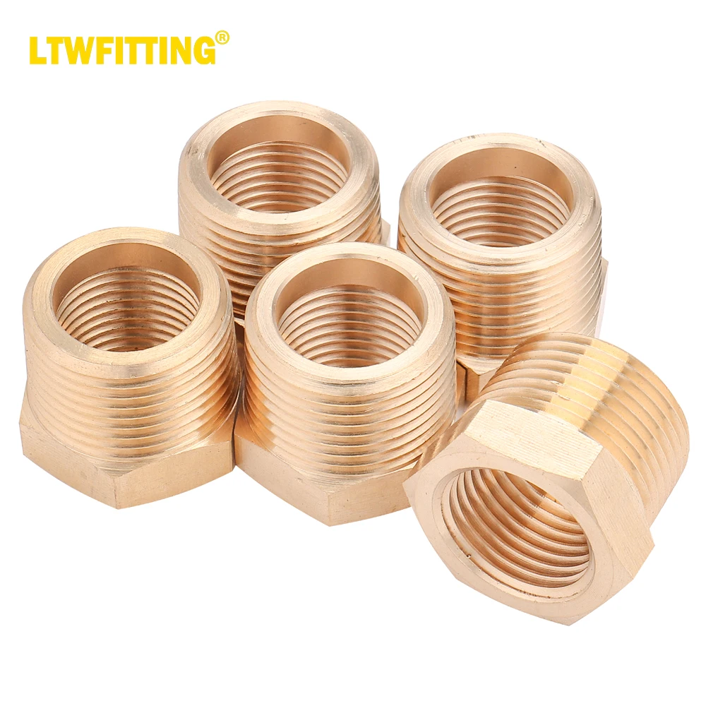 

LTWFITTING Brass Hex Pipe Bushing Reducer Fittings 3/4 Inch Male x 1/2 Inch Female NPT (Pack of 5)