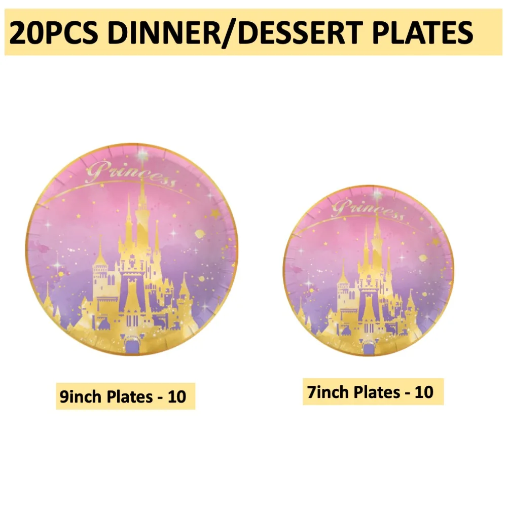 

Disney Castle Party Tableware Set Wedding Anniversary Baby Shower College School Birthday Party Decorations Disposable Plates