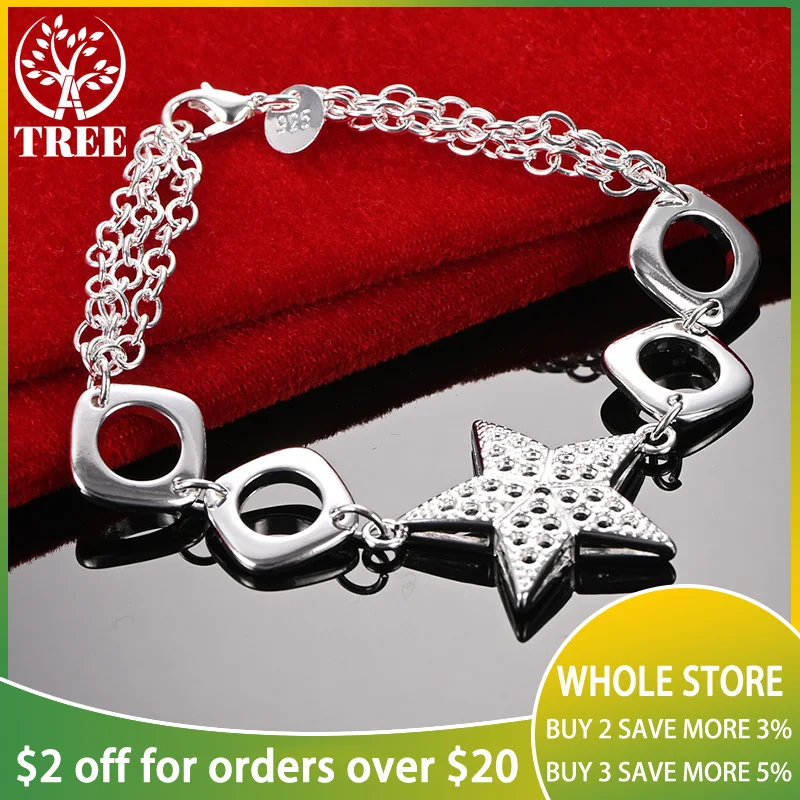ALITREE 925 Sterling Silver Star Pendant Chain Bracelets For Woman Party Lady Wedding Birthday Gift Pretty Fashion Charm Jewelry
ALITREE 925 Sterling Silver Star Pendant Chain Bracelets For Woman Party Lady Wedding Birthday Gift Pretty Fashion Charm Jewelry