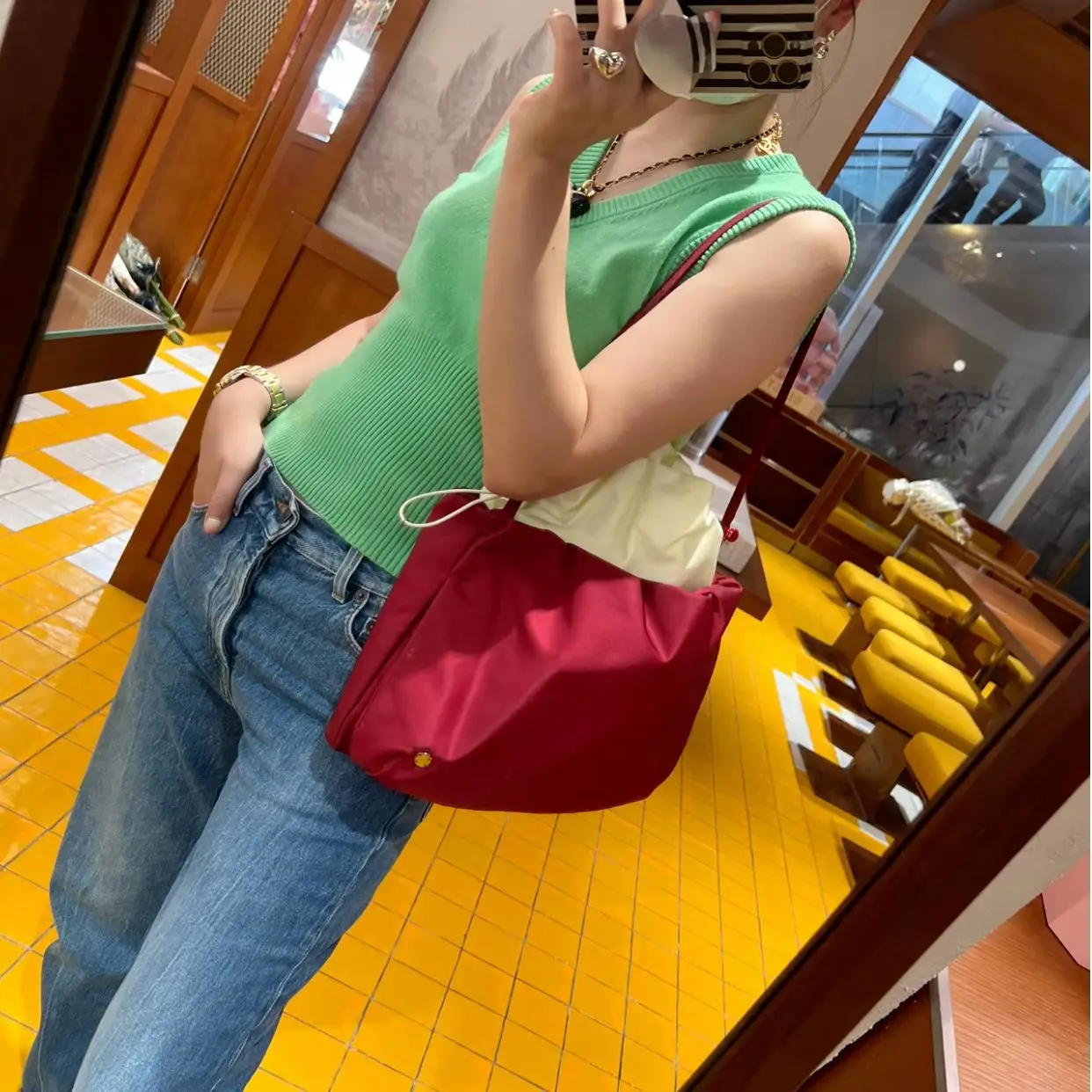 

FIRMRANCH Premium Soft Lightweight Nylon Drawstring High Capacity Commuting Shoulder Underarm Bag Tote Women's Cloud Purse Hobos