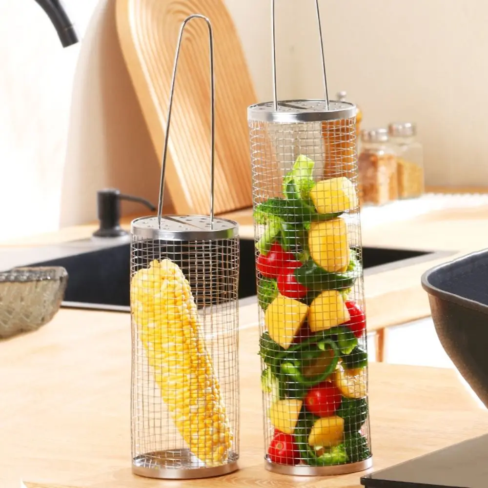 With Handle Rolling Grilling Basket Portable Mesh 304 Stainless Steel BBQ Basket Cylindrical Barbecue Cage Picnic
With Handle Rolling Grilling Basket Portable Mesh 304 Stainless Steel BBQ Basket Cylindrical Barbecue Cage Picnic