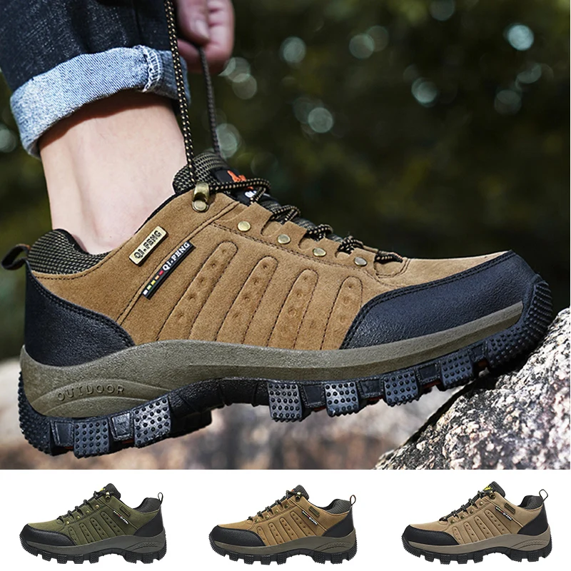 

Men's Hiking Shoes Outdoor Breathable Trekking Shoes Men Lace-Up Non-slip Mens Hiking Boots Mountain Climbing Shoes Hot Sale