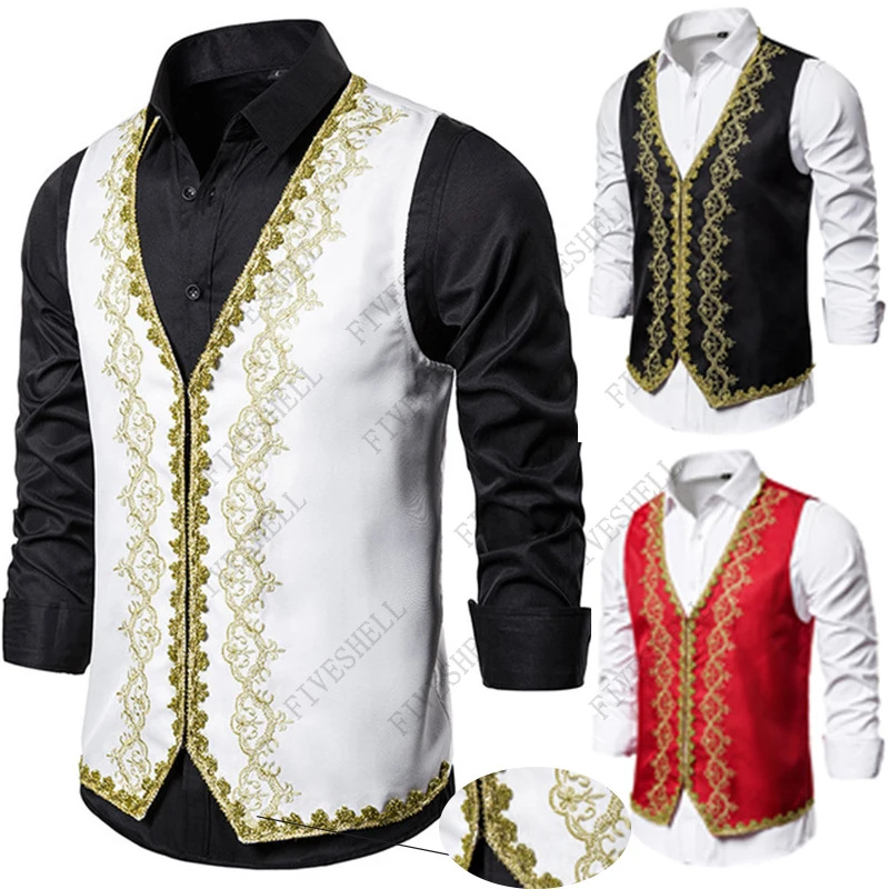 Embroidery Dress Vest Men Fashion British Style Palace Prince Cosplay Sleeveless Waistcoat Men Business Wedding Tuxedo Vests
Embroidery Dress Vest Men Fashion British Style Palace Prince Cosplay Sleeveless Waistcoat Men Business Wedding Tuxedo Vests
