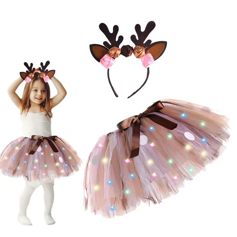 

Reindeer Dress Toddler Princess Tulle Tutu Dress With Led Light Outfit Princess Tulle Tutu Dress Girls Christmas Tutu For Girls