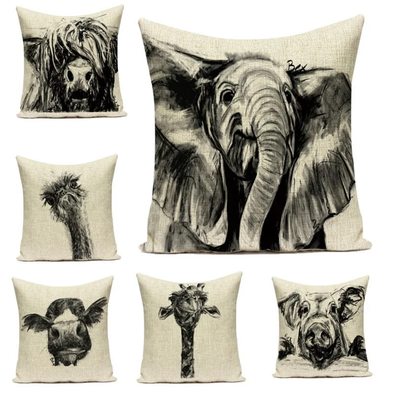 Animal Avatar Sketch Pillow Cover 45x45cm Sofa Decor Elephant Pillowcase Creative Decorative Hand-painted Cushion Cover G136
Animal Avatar Sketch Pillow Cover 45x45cm Sofa Decor Elephant Pillowcase Creative Decorative Hand-painted Cushion Cover G136