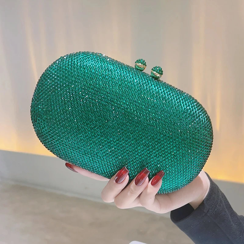 Oval Evening Bag for Women Party Clutches and Evening Bags with Crystal Rhinestone for Party Wedding Prom Dress Chain Bag 
Oval Evening Bag for Women Party Clutches and Evening Bags with Crystal Rhinestone for Party Wedding Prom Dress Chain Bag