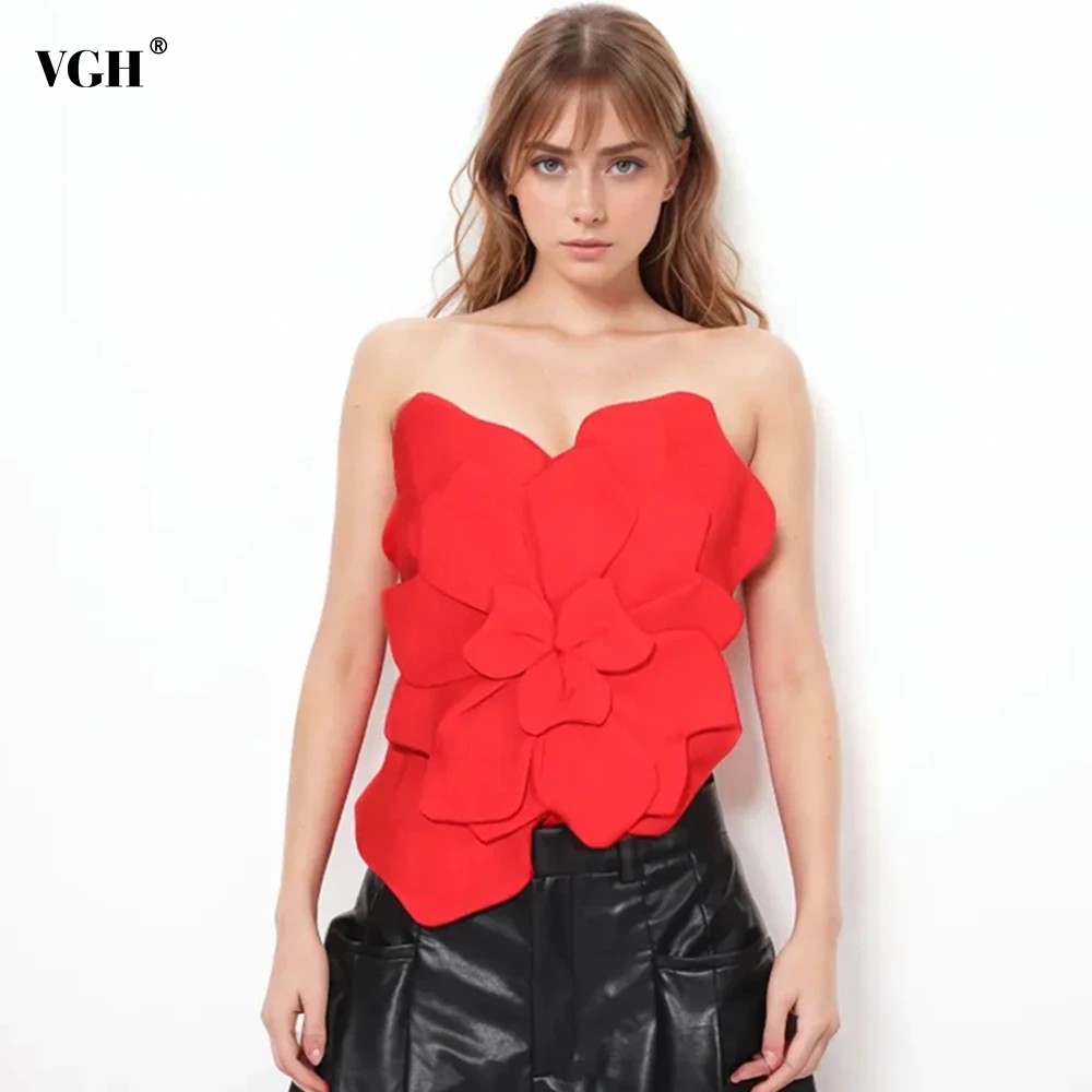 

VGH Solid Patchwork Appliques Slimming Vest For Women Strapless Sleeveless Backless Tunic Spliced Zipper Sexy Vests Female New