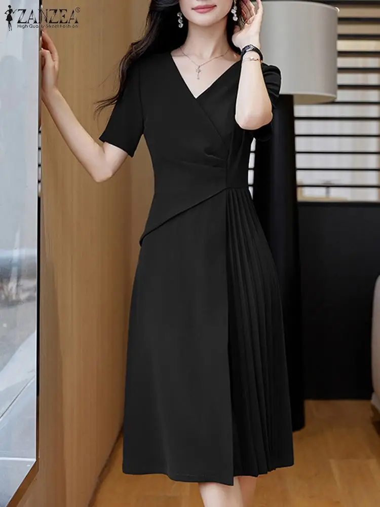 ZANZEA Solid Color Pleated Vestidos Short Sleeve Women V Neck Draped Party Dresses 2024 Summer Korean Fashion Elegant Midi Dress
ZANZEA Solid Color Pleated Vestidos Short Sleeve Women V Neck Draped Party Dresses 2024 Summer Korean Fashion Elegant Midi Dress