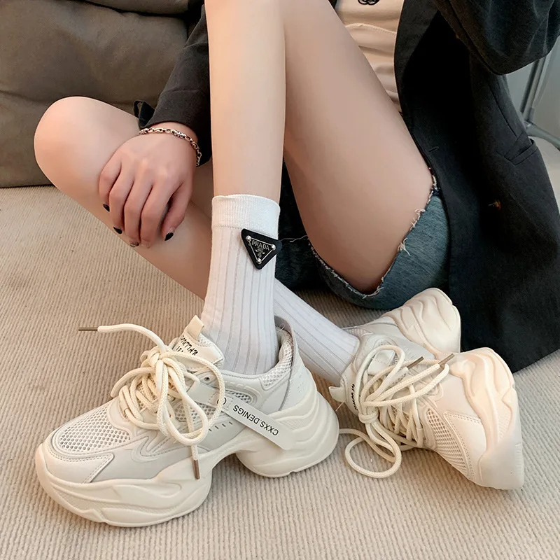 

New Women Chunky Mesh Sneakers Platform Female Trainers Wedges Casual Shoes Designers Autumn Lace Up Breathable Dad Shoes Woman