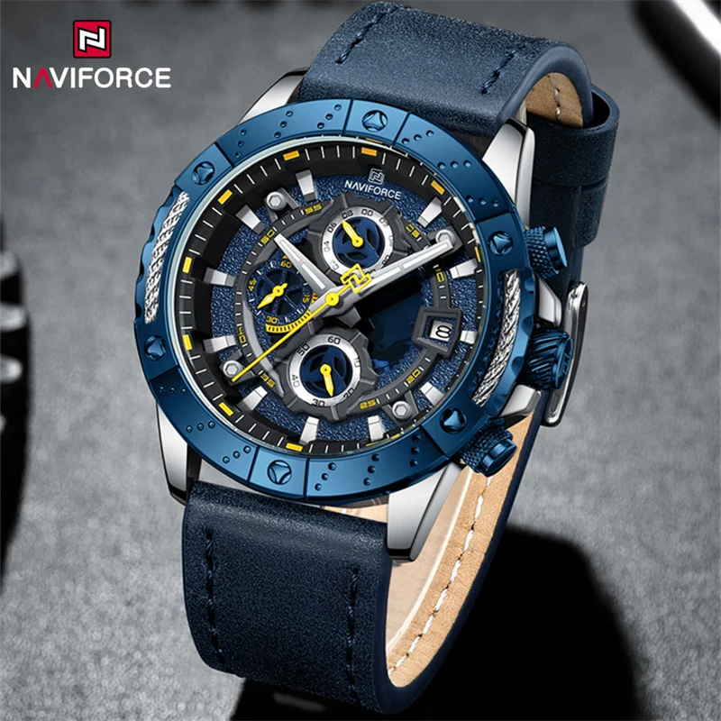 

NAVIFORCE Original Brand Watch For Men High Quality Multifunction Chronograph Leather Business Sports Wristwatches Reloj Hombre