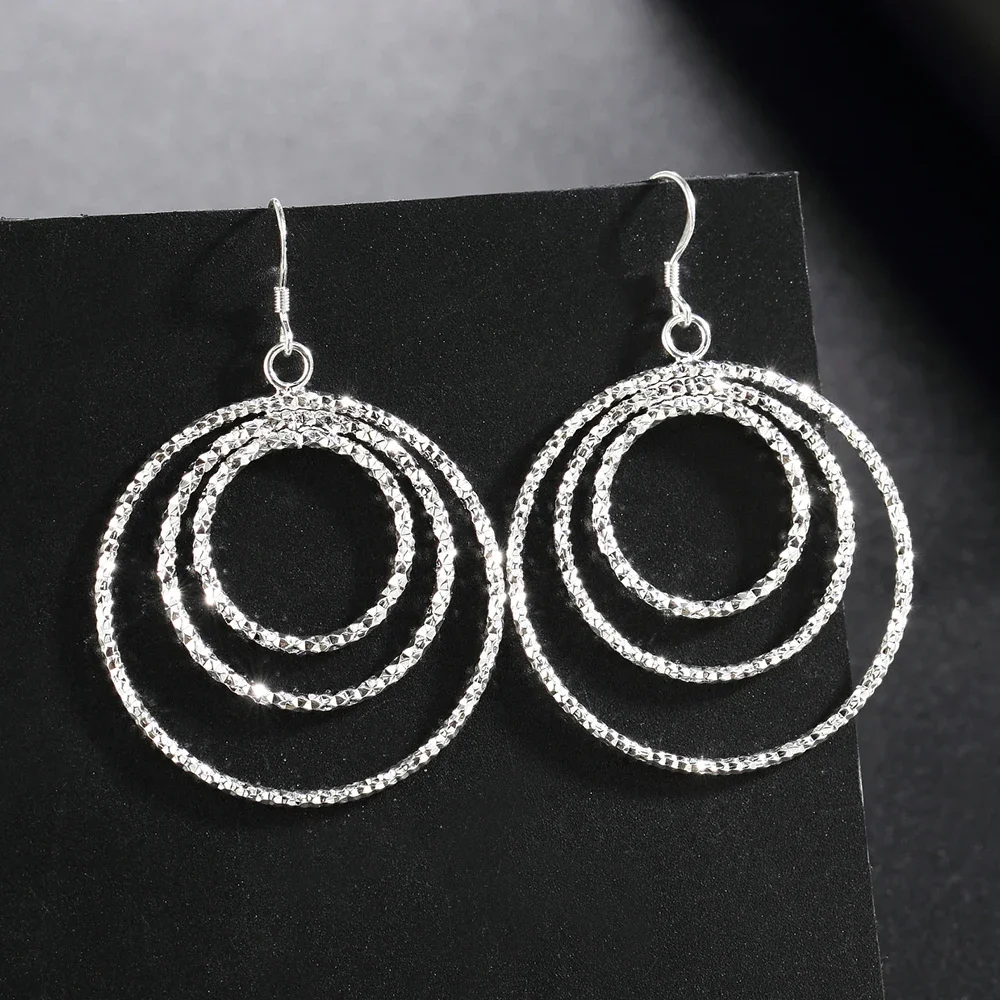 Charm 925 Sterling Silver Fashion Three Circle Big Earrings for Women High Quality Jewelry Party Gift Drop Earring Wedding
Charm 925 Sterling Silver Fashion Three Circle Big Earrings for Women High Quality Jewelry Party Gift Drop Earring Wedding