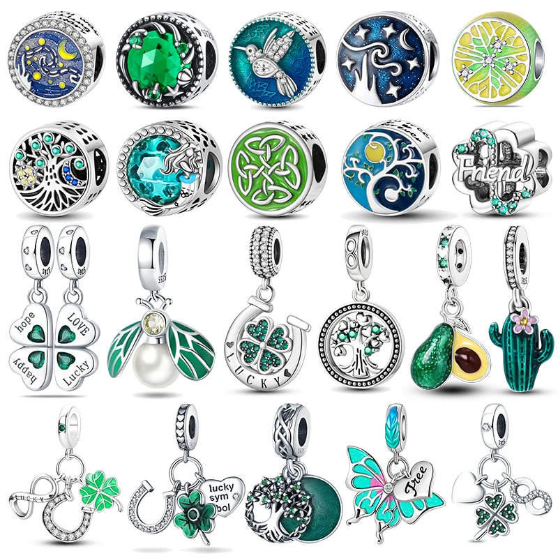 925 Sterling Silver Green Series Four Leaf Clover Lucky Butterfly Pendant Fit Original Pandora Bracelet Charm Beads DIY Jewelry
925 Sterling Silver Green Series Four Leaf Clover Lucky Butterfly Pendant Fit Original Pandora Bracelet Charm Beads DIY Jewelry