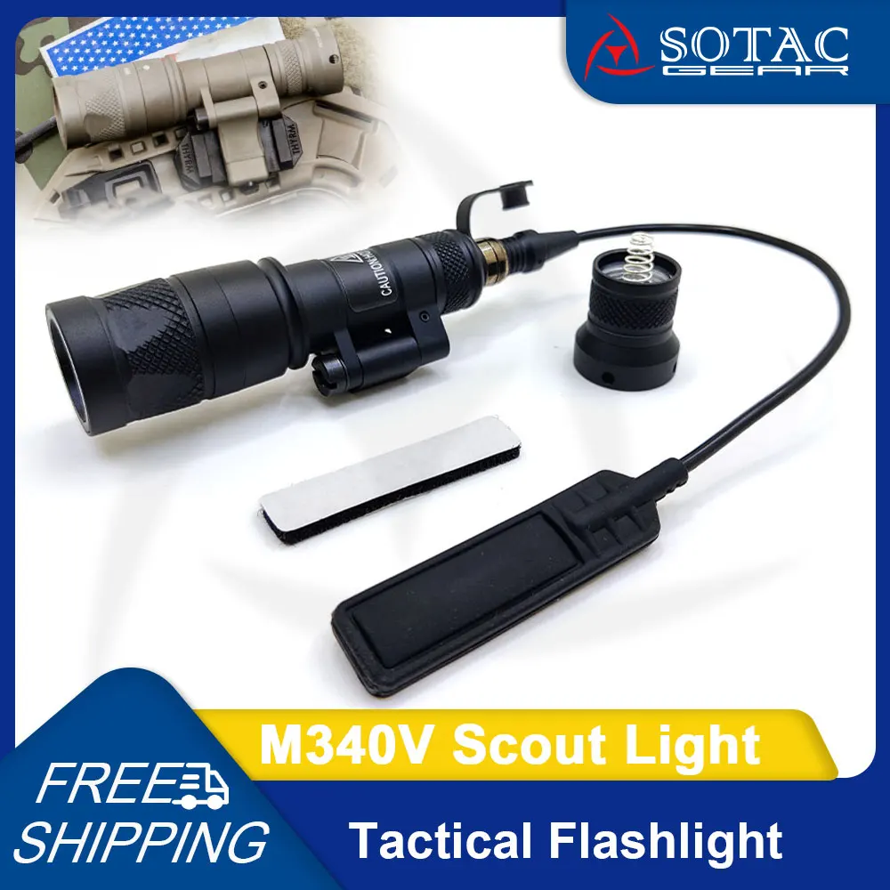 

Tactical Flashlight M340V Weapon Light LED with Remote Pressure Switch Weapon Scout Light Fit 20mm Rail Hunting Accessories