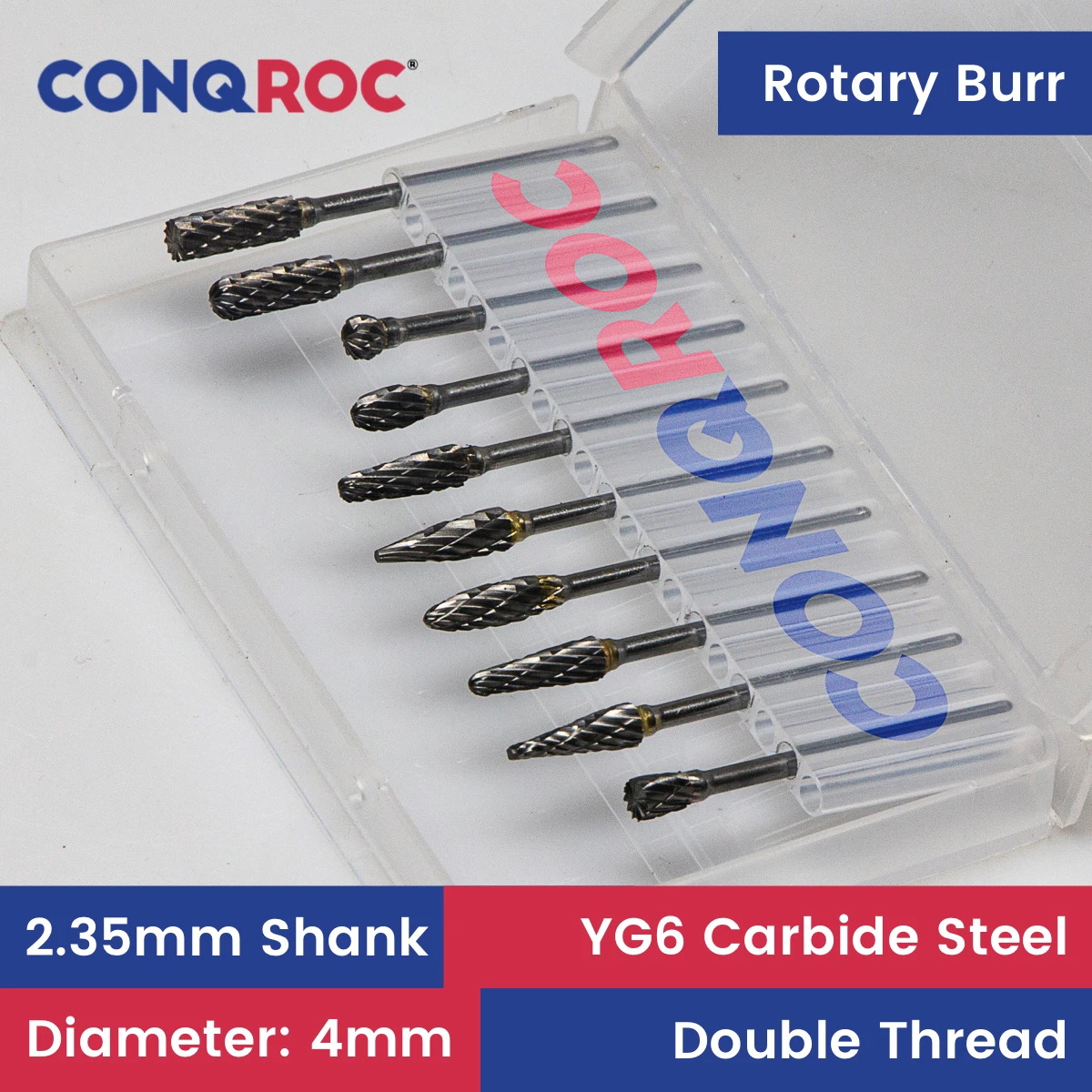 

3/32" 2.35mm Shank Rotary Burrs Set Cutting Diameter-4mm 10-Different-Type Carbide Milling Cutters for Dremel-Compatible