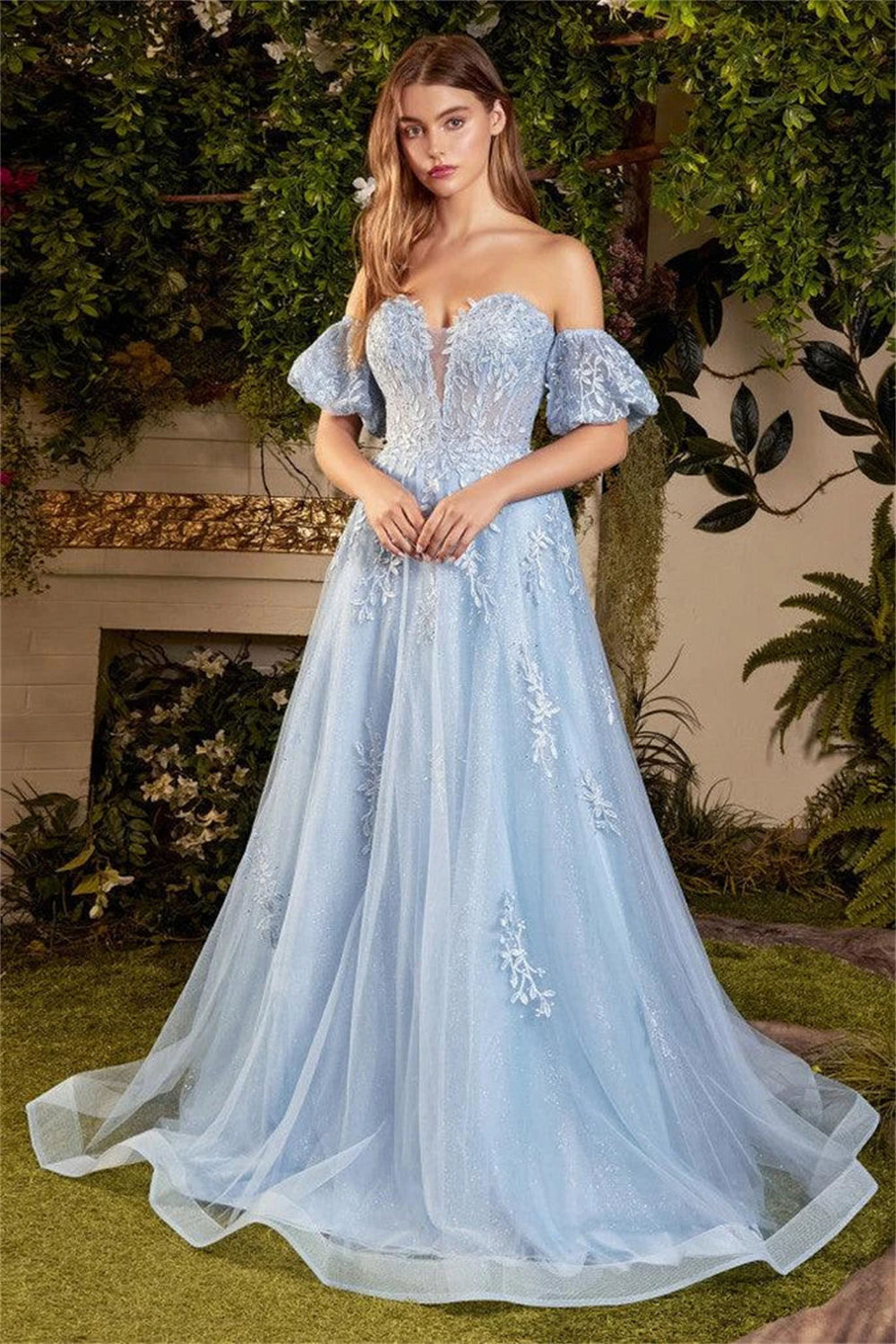 Women Sweetheart Neck Lace Applique Tulle Evening Dresses with Detachable Short Sleeve Off-the-Shoulder Formal Prom Party Gowns
Women Sweetheart Neck Lace Applique Tulle Evening Dresses with Detachable Short Sleeve Off-the-Shoulder Formal Prom Party Gowns