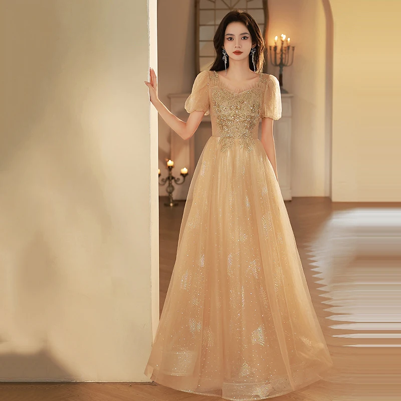 

Элегантное Вечернее Платье LAMYA с кружевной аппликацией, длинное ТРАПЕЦИЕВИДНОЕ платье для выпускного вечера, женское модное платье без рукавов