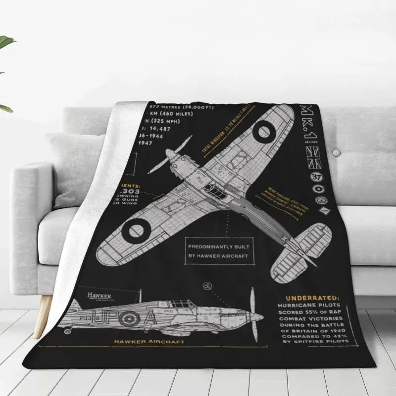 

Spitfire Hawker Hurricane Blanket Warm Fleece Soft Flannel Fighter Plane WW2 War Pilot Aircraft Airplane Throw Blankets for Sofa